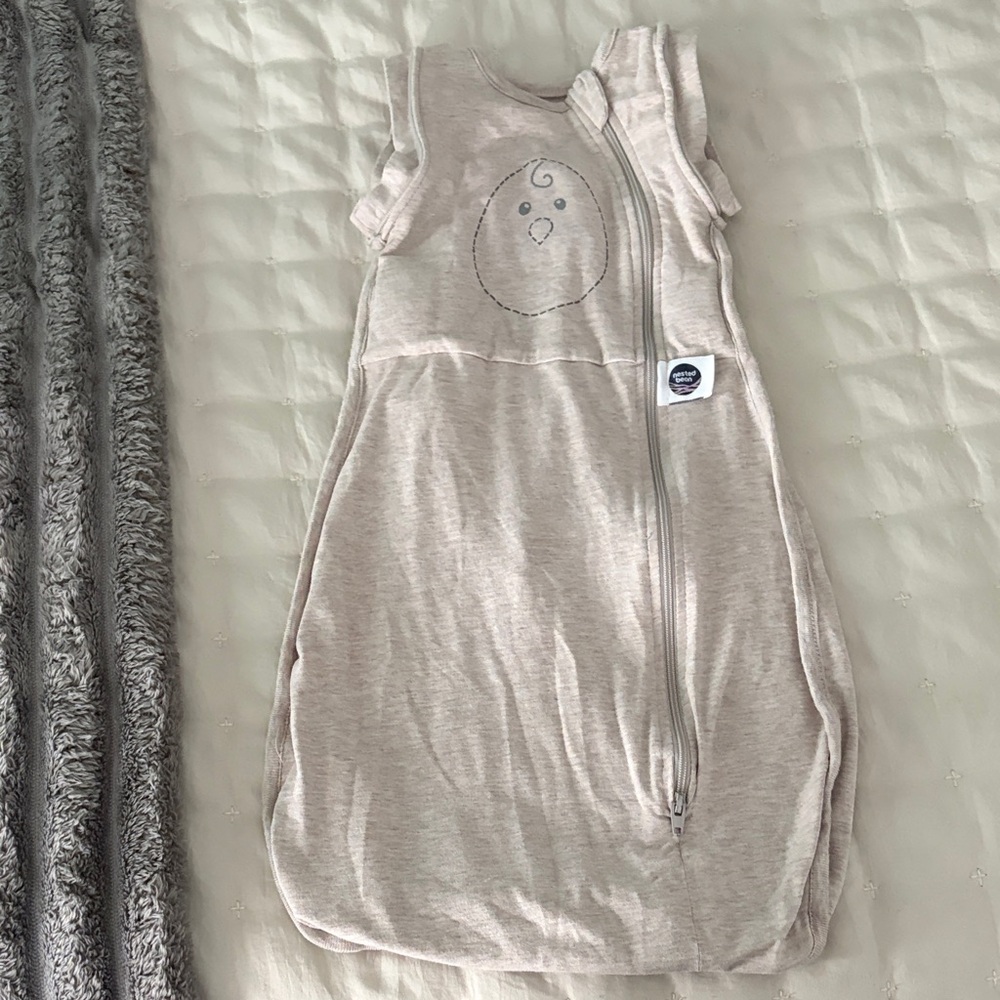 Nested Bean Neutral Beige Sleeveless Sleep Sack with Chick Embroidery